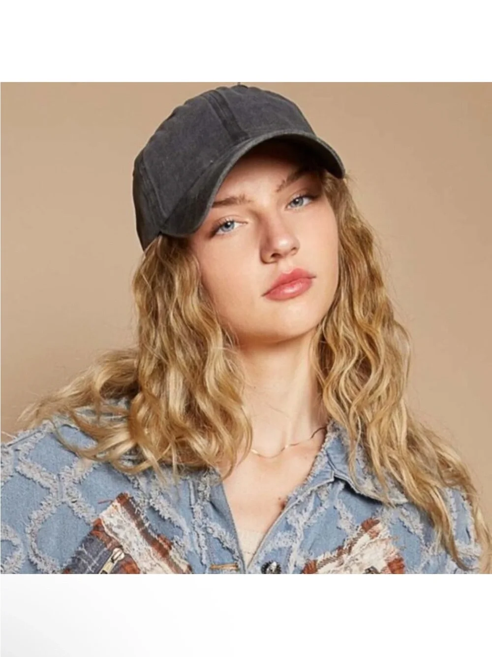 POL NEW Washed Black Women's Baseball Cap - Casual Everyday Hat